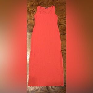 Red Knee-Length Pencil Dress with Slit